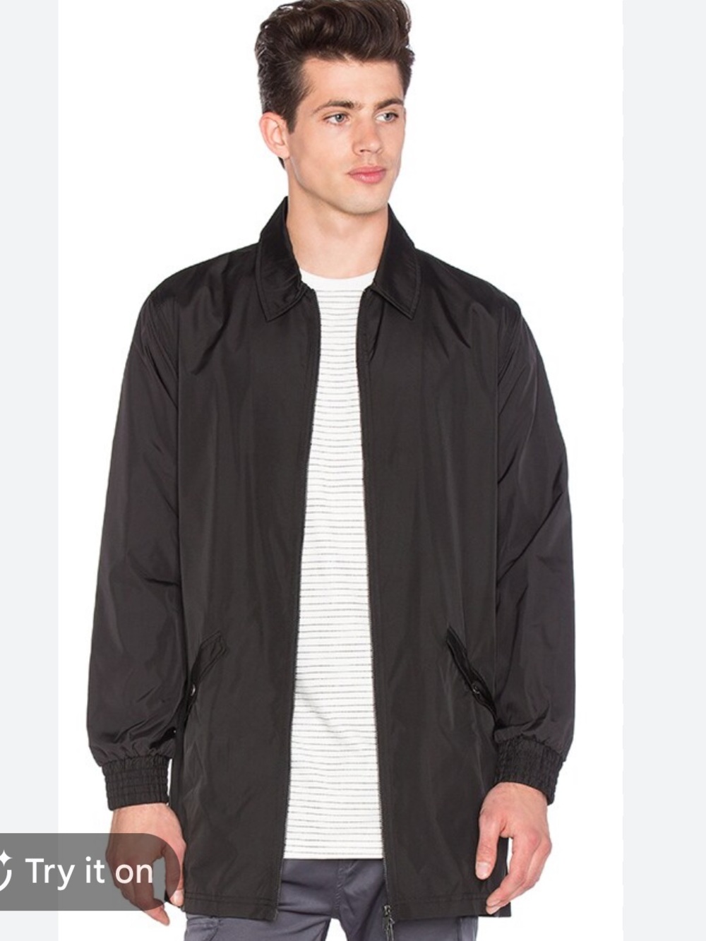 I Love Ugly Black Longline Coaches Jacket L Lightweight Windbreaker